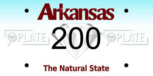 200 Arkansas License Plate