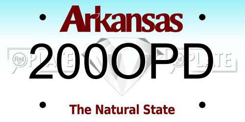 200OPD Arkansas License Plate