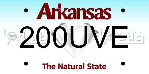 200UVE Arkansas License Plate