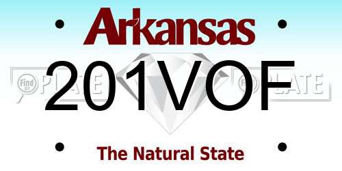 201VOF Arkansas License Plate