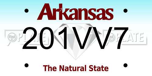 201VV7 Arkansas License Plate