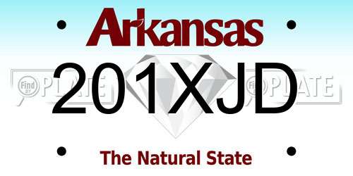 201XJD Arkansas License Plate