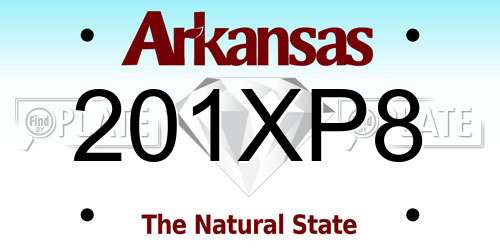 201XP8 Arkansas License Plate