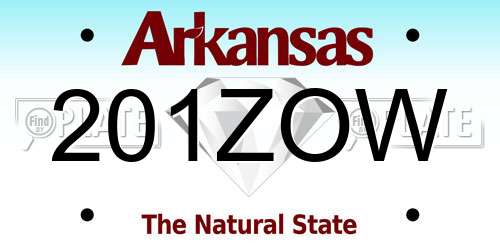201ZOW Arkansas License Plate