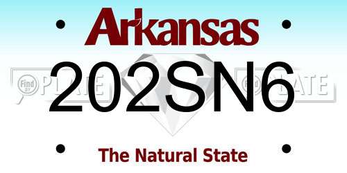 202SN6 Arkansas License Plate