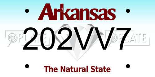 202VV7 Arkansas License Plate