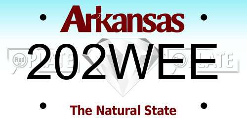202WEE Arkansas License Plate
