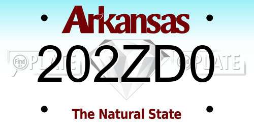 202ZD0 Arkansas License Plate