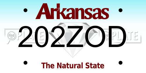 202ZOD Arkansas License Plate