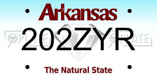 202ZYR Arkansas License Plate