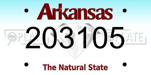 203105 Arkansas License Plate