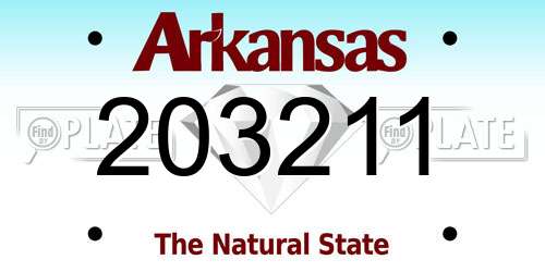 203211 Arkansas License Plate