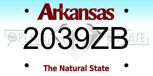 2039ZB Arkansas License Plate