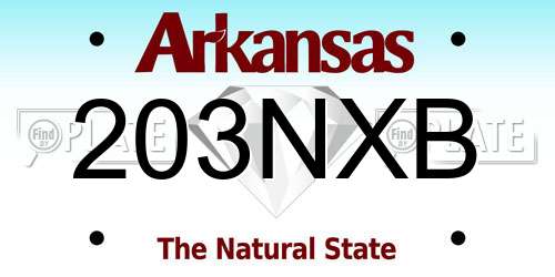 203NXB Arkansas License Plate
