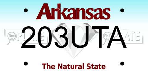 203UTA Arkansas License Plate