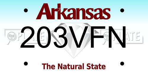 203VFN Arkansas License Plate