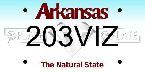 203VIZ Arkansas License Plate