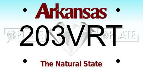 203VRT Arkansas License Plate
