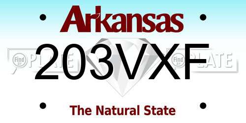 203VXF Arkansas License Plate