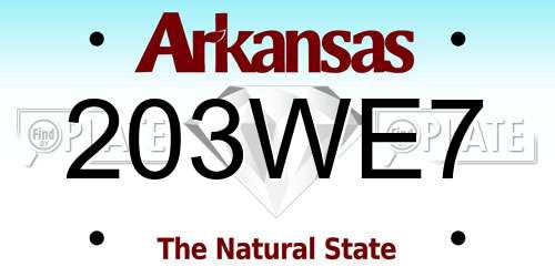 203WE7 Arkansas License Plate