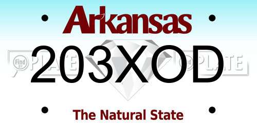 203XOD Arkansas License Plate