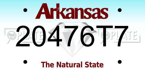 20476T7 Arkansas License Plate
