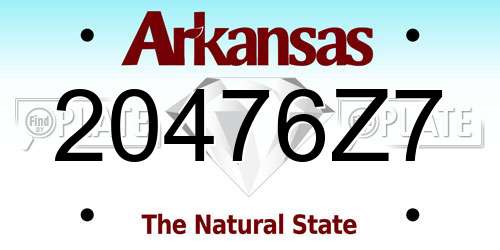 20476Z7 Arkansas License Plate