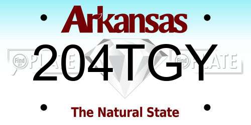 204TGY Arkansas License Plate