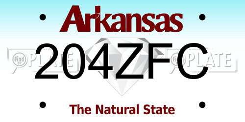 204ZFC Arkansas License Plate
