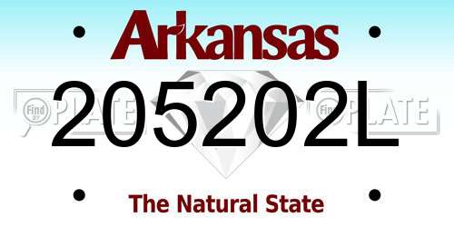 205202L Arkansas License Plate