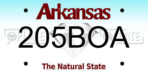 205BOA Arkansas License Plate