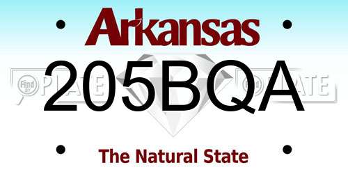 205BQA Arkansas License Plate