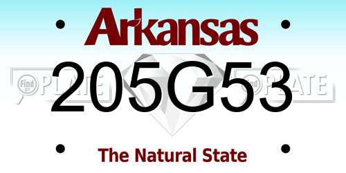 205G53 Arkansas License Plate