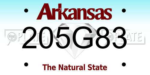 205G83 Arkansas License Plate
