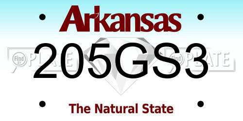 205GS3 Arkansas License Plate