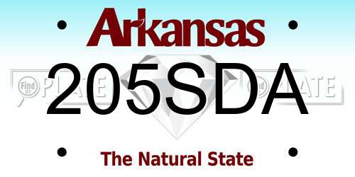 205SDA Arkansas License Plate