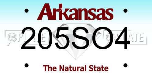 205SO4 Arkansas License Plate