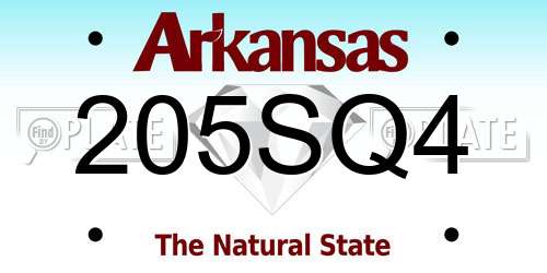 205SQ4 Arkansas License Plate