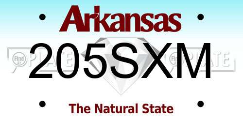 205SXM Arkansas License Plate