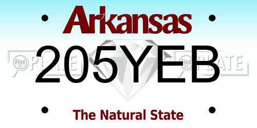 205YEB Arkansas License Plate