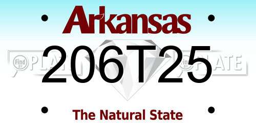 206T25 Arkansas License Plate