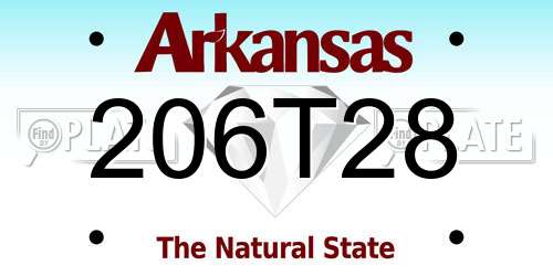 206T28 Arkansas License Plate