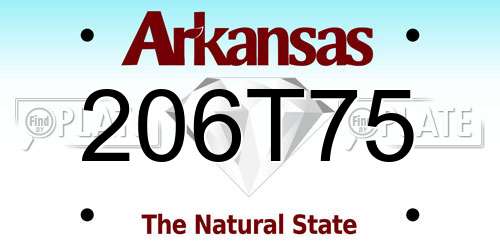 206T75 Arkansas License Plate