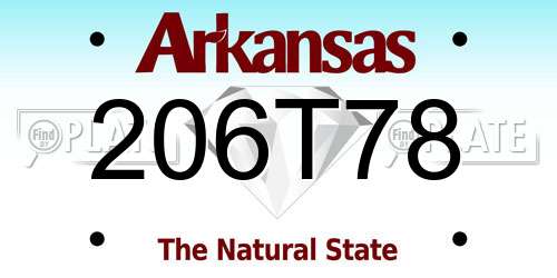 206T78 Arkansas License Plate