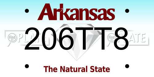 206TT8 Arkansas License Plate