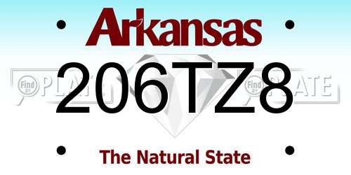 206TZ8 Arkansas License Plate