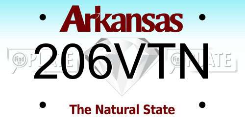 206VTN Arkansas License Plate