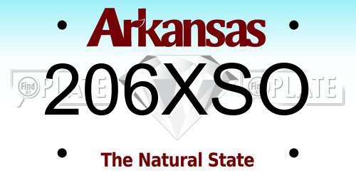 206XSO Arkansas License Plate