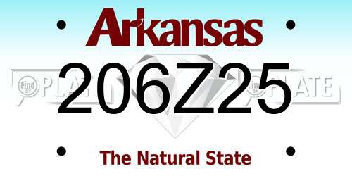 206Z25 Arkansas License Plate