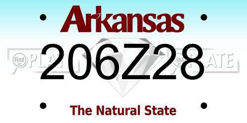 206Z28 Arkansas License Plate